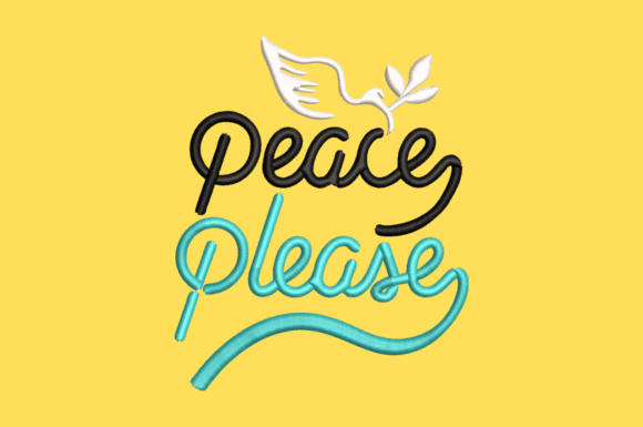 Peace Please Embroidery Design