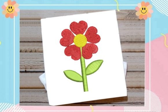 Red Flower Embroidery Design